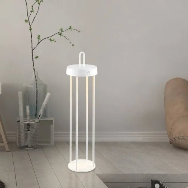 LED Akkulampe Tischleuchte weiß 50cm Touchdimmer IP44 Gartenleuchte