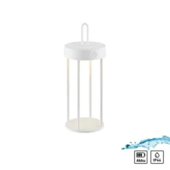 LED Akkulampe Tischleuchte weiß 28cm Touchdimmer IP44 Gartenleuchte
