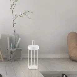 LED Akkulampe Tischleuchte weiß 28cm Touchdimmer IP44 Gartenleuchte