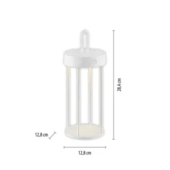 LED Akkulampe Tischleuchte weiß 28cm Touchdimmer IP44 Gartenleuchte