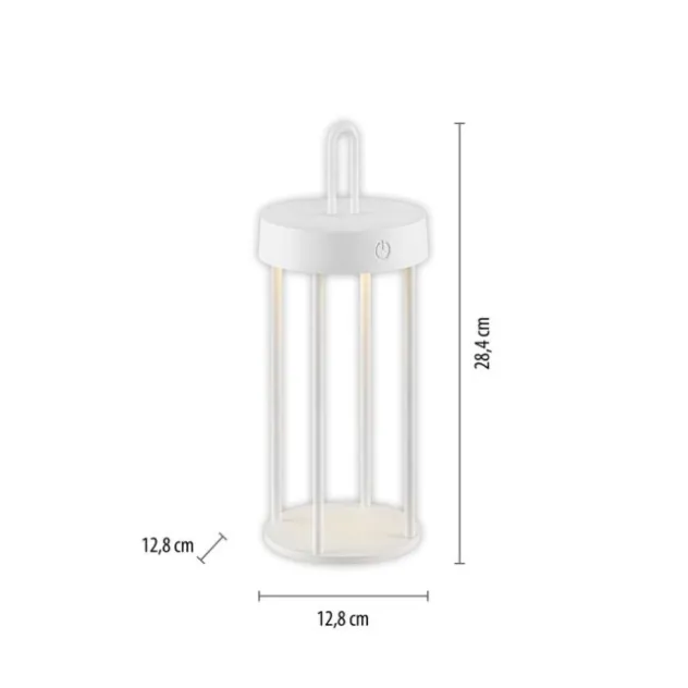 LED Akkulampe Tischleuchte weiß 28cm Touchdimmer IP44 Gartenleuchte