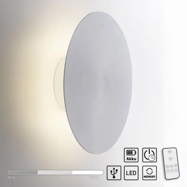 LED Akkuleuchte AKKU 25cm aluminium Timerfunktion USB dimmbar
