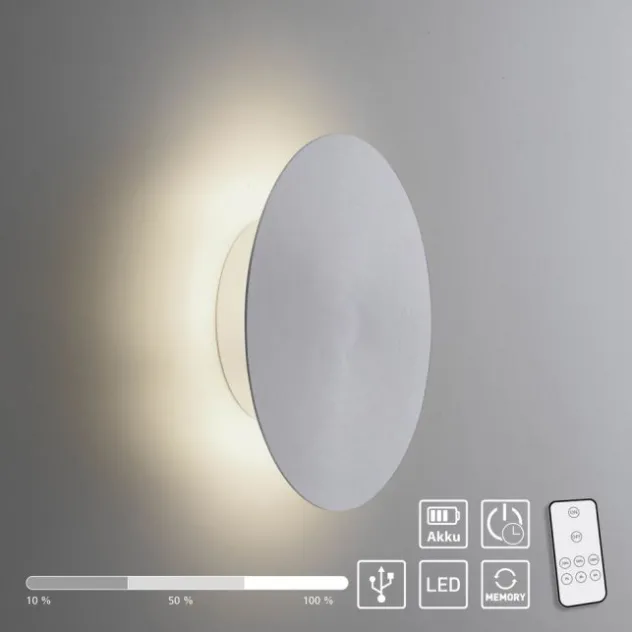 LED Akkuleuchte AKKU 18cm aluminium Timerfunktion USB dimmbar