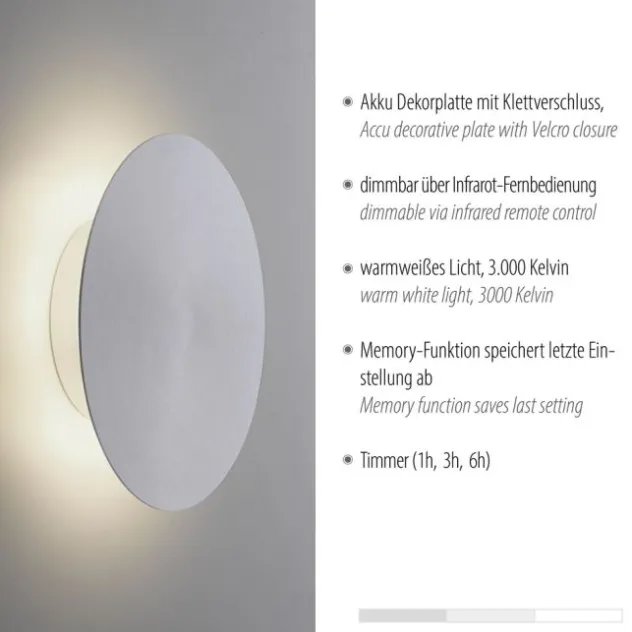 LED Akkuleuchte AKKU 18cm aluminium Timerfunktion USB dimmbar