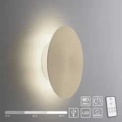 LED Akkuleuchte AKKU 18cm messing matt Timerfunktion USB dimmbar