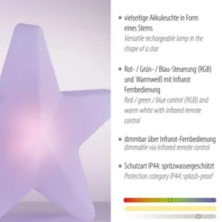 LED Akku Leuchte AKKU-STAR, weiss, groß, Outdoor IP44, USB-Ladekabel
