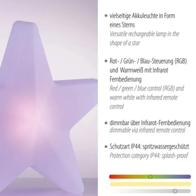 LED Akku Leuchte AKKU-STAR, weiss, groß, Outdoor IP44, USB-Ladekabel