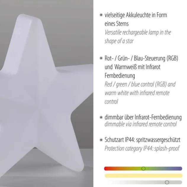 LED Akku Leuchte AKKU-STAR, weiss, klein, Deko-Leuchte Outdoor, IP44, USB-Ladekabel