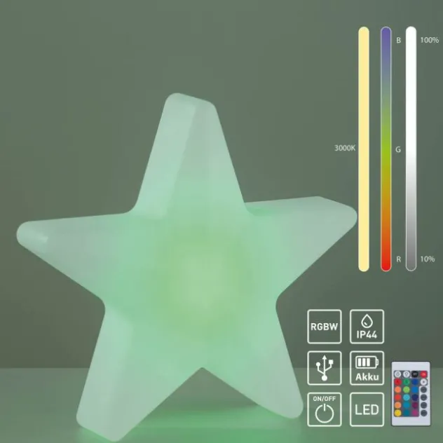 LED Akku Leuchte AKKU-STAR, weiss, klein, Deko-Leuchte Outdoor, IP44, USB-Ladekabel
