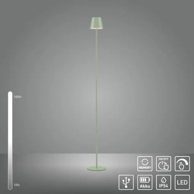 LED Akkuleuchte grün Steh- und Tischleuchte Touchdimmer IP54 Außenbereich