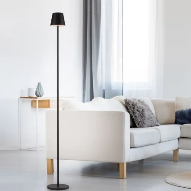LED Akkuleuchte schwarz Steh- und Tischleuchte Touchdimmer IP54 Außenbereich