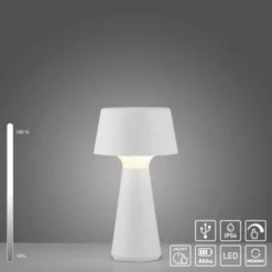 LED Akkuleuchte Tischleuchte weiß Touchdimmer IP54 USB Innen-Außenbereich