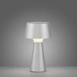 LED Akkuleuchte Tischleuchte silber Touchdimmer IP54 USB Innen-Außenbereich