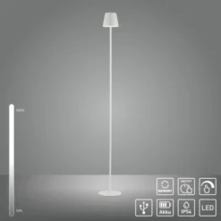 LED Akkuleuchte weiß Steh- und Tischleuchte Touchdimmer IP54 Außenbereich
