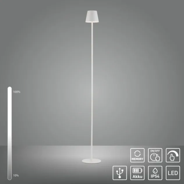 LED Akkuleuchte weiß Steh- und Tischleuchte Touchdimmer IP54 Außenbereich