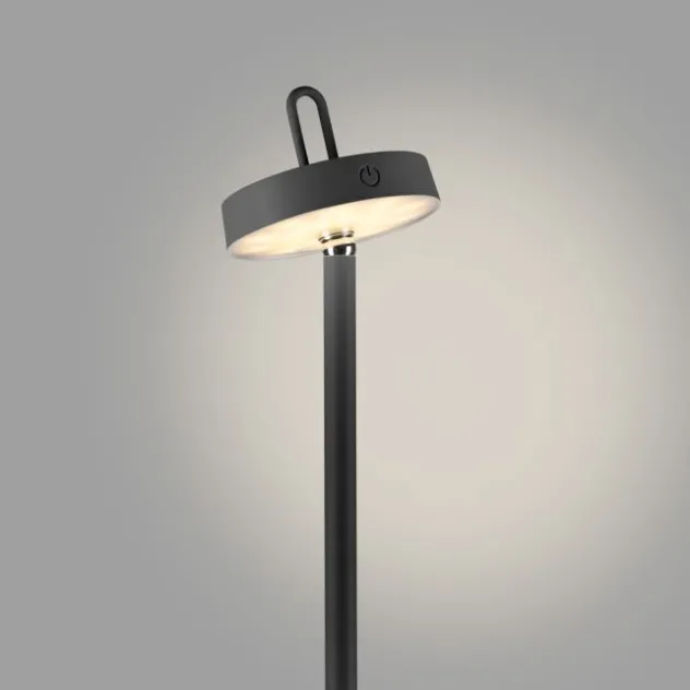 LED Akku Stehlampe schwarz dimmbar per Touch IP44 Memoryfunktion