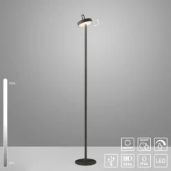 LED Akku Stehlampe schwarz dimmbar per Touch IP44 Memoryfunktion