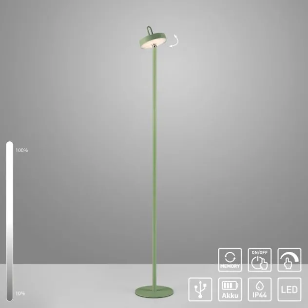 LED Akku Stehleuchte grün Touchdimmer IP44 Innenbereich Garten