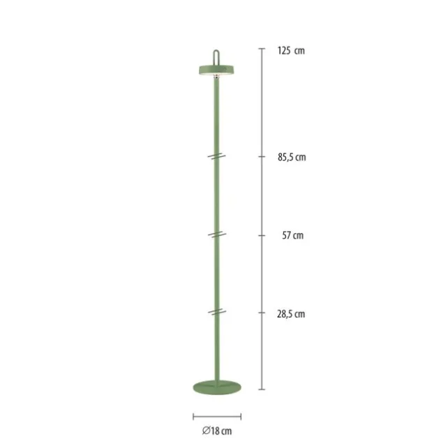 LED Akku Stehleuchte grün Touchdimmer IP44 Innenbereich Garten