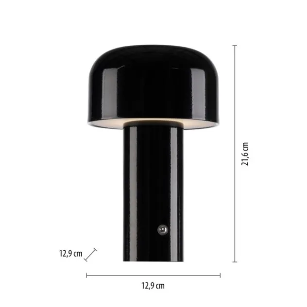 LED Akku Tischleuchte schwarz Pilzform dimmbar per Touch USB