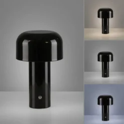 LED Akku Tischleuchte schwarz Pilzform dimmbar per Touch USB