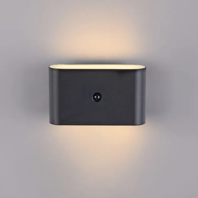 LED Akku Wandleuchte AKKU-ZIDDY, schwarz, Bewegungsmelder, aufladbar