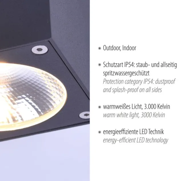 LED-Außenaufbaustrahler, anthrazit, Cube, spritzwassergeschützt,