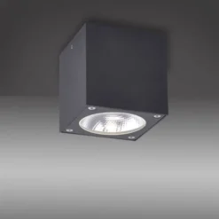 LED-Außenaufbaustrahler, anthrazit, Cube, spritzwassergeschützt,