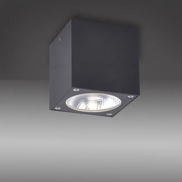 LED-Außenaufbaustrahler, anthrazit, Cube, spritzwassergeschützt,