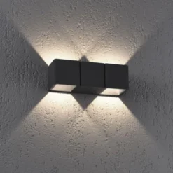 LED-Außenwandleuchte, anthrazit, warmweiß, spritzwassergeschützt, modern