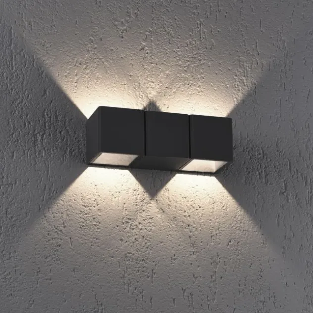 LED-Außenwandleuchte, anthrazit, warmweiß, spritzwassergeschützt, modern