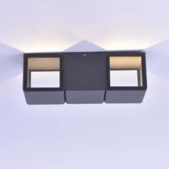 LED-Außenwandleuchte, anthrazit, warmweiß, spritzwassergeschützt, modern
