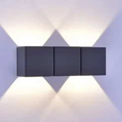 LED-Außenwandleuchte, anthrazit, warmweiß, spritzwassergeschützt, modern