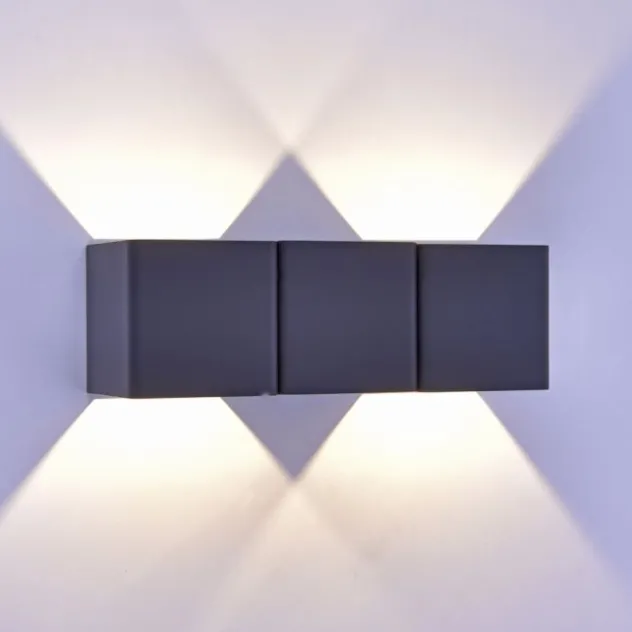 LED-Außenwandleuchte, anthrazit, warmweiß, spritzwassergeschützt, modern