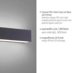 LED Außenwandleuchte, anthrazitfarben, spritzwassergeschützt, warmweiß