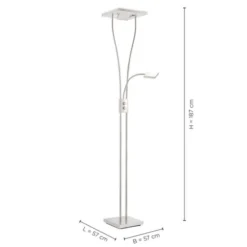LED-Deckenfluter, Lesearm, warmweiß, Fluter dimmbar, getrennt schaltbar