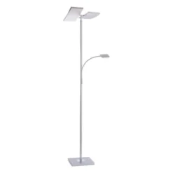 LED-Deckenfluter, stahlfarben, Lesearm, dimmbar, 180cm hoch