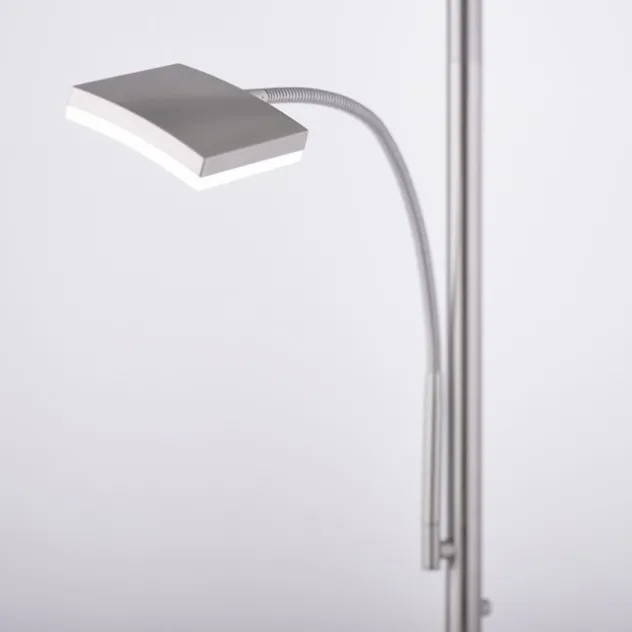 LED-Deckenfluter, stahlfarben, Lesearm, dimmbar, 180cm hoch