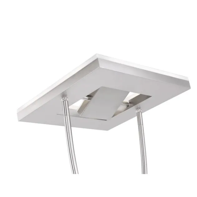 LED-Deckenfluter, stahlfarben, flexible Leseleuchte, warmweißes Licht