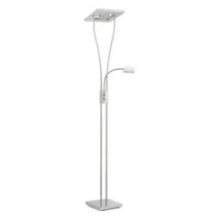 LED-Deckenfluter, stahlfarben, mit Leseleuchte, dimmbar, modern, design