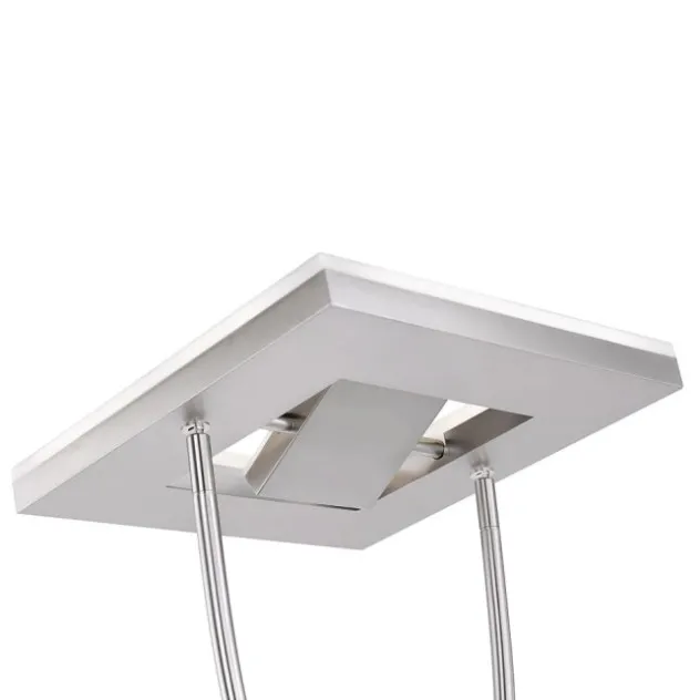 LED-Deckenfluter, stahlfarben, mit Leseleuchte, dimmbar, modern, design