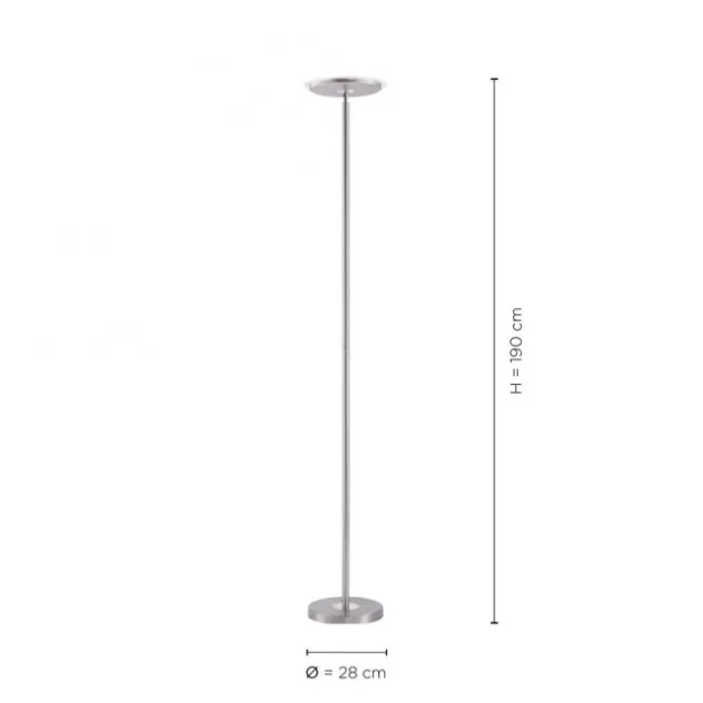 LED-Deckenfluter, stahlfarben, modern, dimmbar. Stehlampe