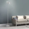 LED-Deckenfluter, stahlfarben, rund, warmweißer Lichtfarbe, Touchdimmer