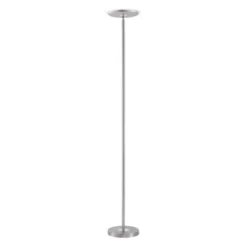 LED-Deckenfluter, stahlfarben, rund, warmweißer Lichtfarbe, Touchdimmer