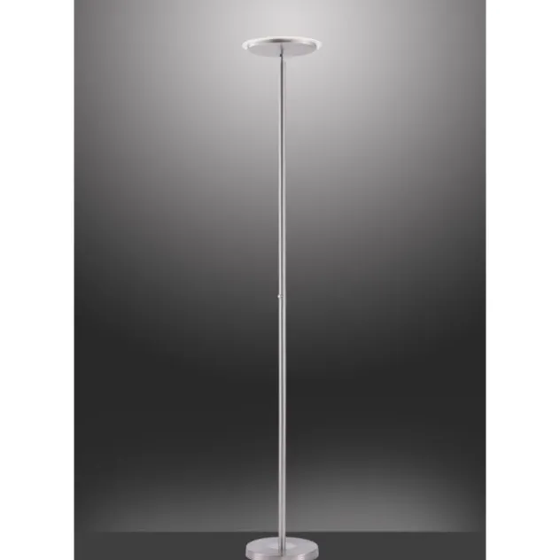 LED-Deckenfluter, stahlfarben, rund, warmweißer Lichtfarbe, Touchdimmer