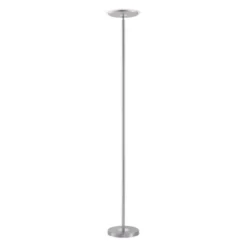 LED-Deckenfluter, stahlfarben, rund, warmweißer Lichtfarbe, Touchdimmer