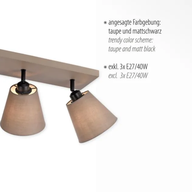 LED Deckenlampe 3 flammig Farbe rechteckig taube drehbar Stoffschirm
