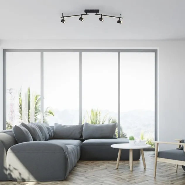 LED Deckenlampe 4 flammig mit LED Board schwarz drehbar Memoryfunktion