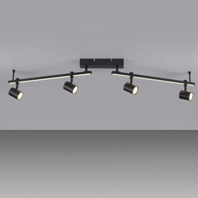 LED Deckenlampe 4 flammig mit LED Board schwarz drehbar Memoryfunktion