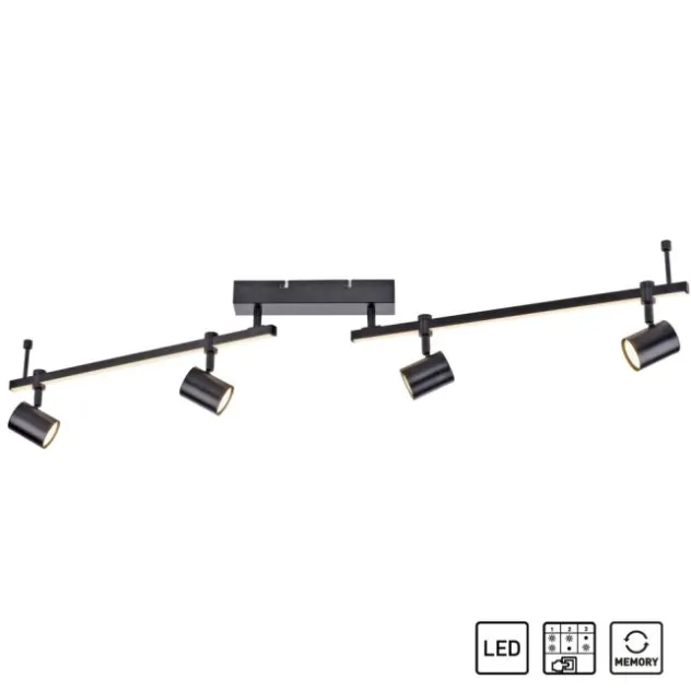 LED Deckenlampe 4 flammig mit LED Board schwarz drehbar Memoryfunktion